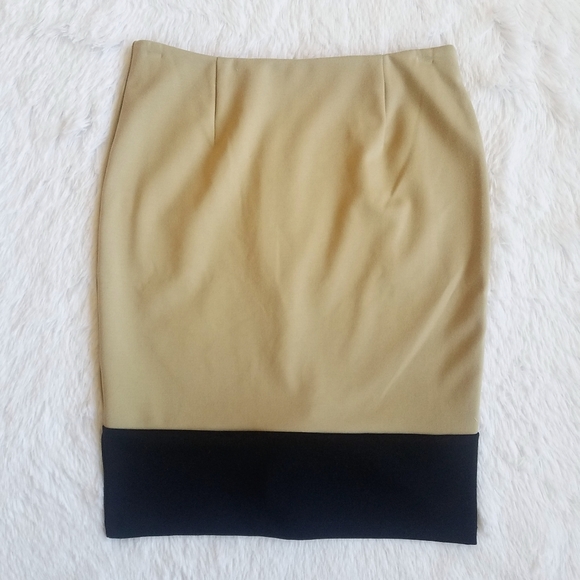 Kenar Dresses & Skirts - Khaki & Black Color Stretch Pencil Skirt
